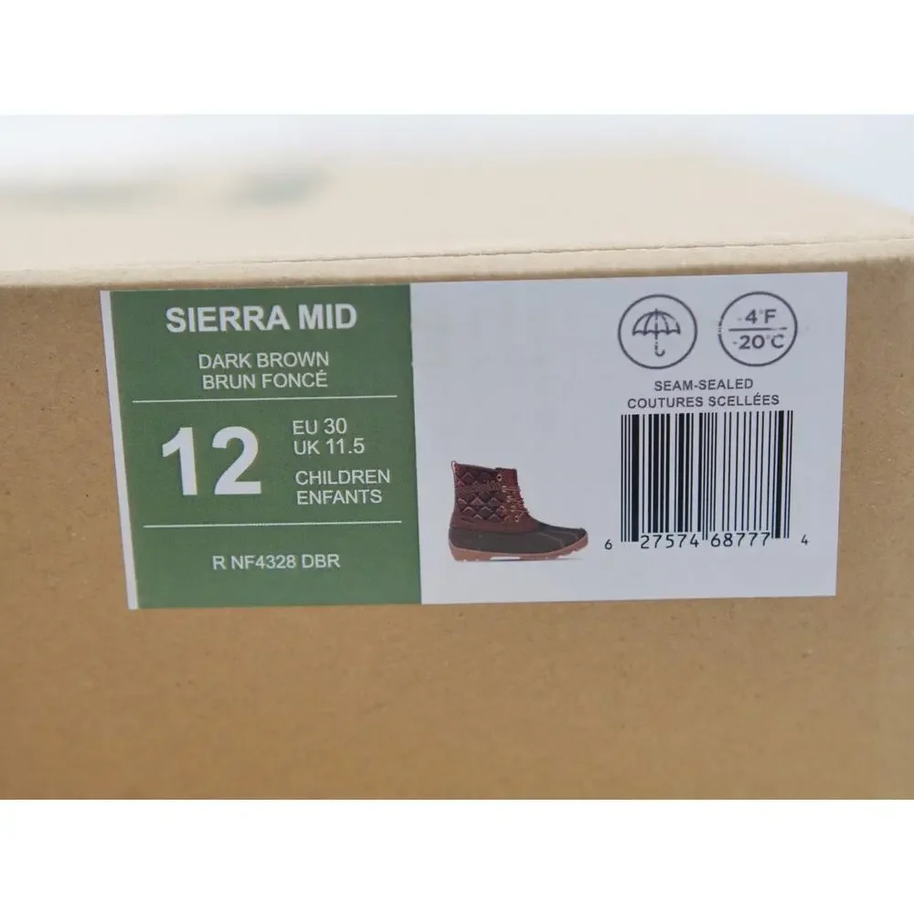 Kamik Sierra Mid Waterproof Winter Boots Girls‎ Ankle Dark Brown Size 12